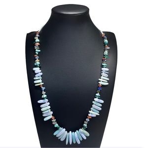Natural Quartz Stone Slab Beaded Necklace